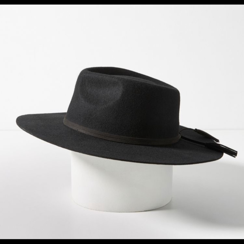 NWT Anthropologie Tasseled Wool Rancher Western Black Hat - Picture 3 of 11
